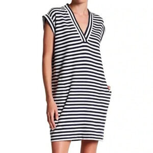 ATM Anthony Thomas Melillo V-Neck Cap Sleeve Striped Dress Size XS/S